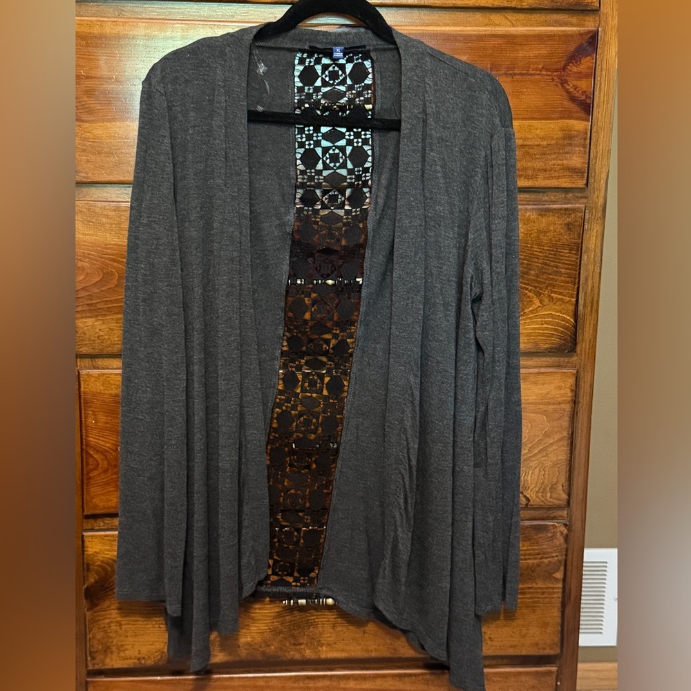 Gray and black cardigan